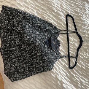 Black and White Lace Trim Cami Top